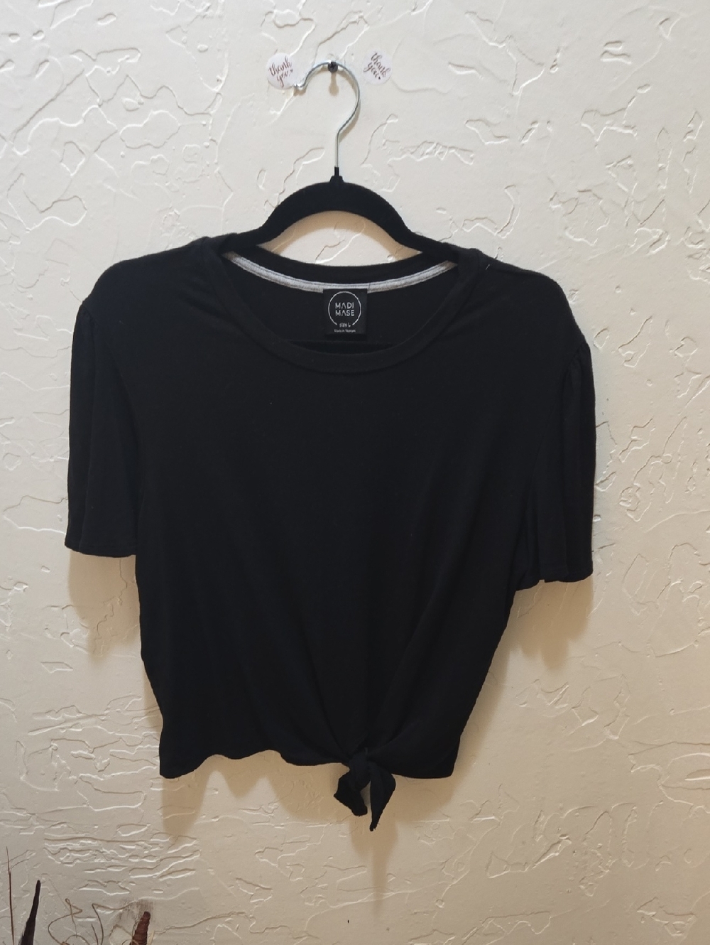 3/$10 Black Front-Tie Crop Top